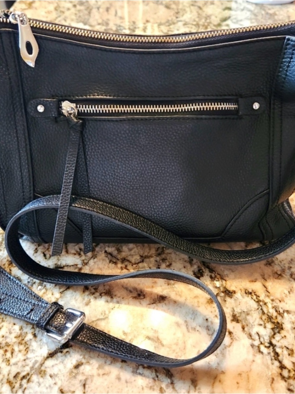 Kattee Black Pebbled Leather Crossbody Bag Adjustable Strap EUC